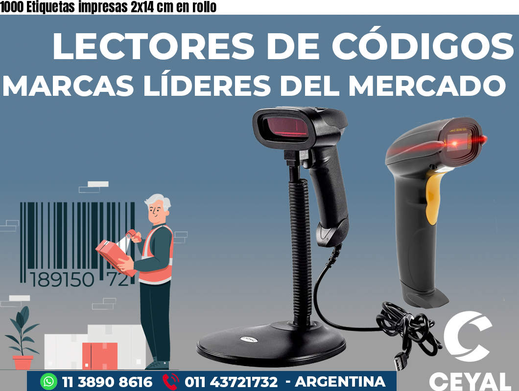 1000 Etiquetas impresas 2x14 cm en rollo