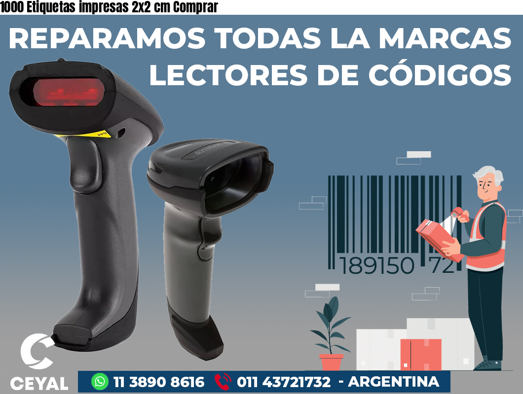 1000 Etiquetas impresas 2x2 cm Comprar