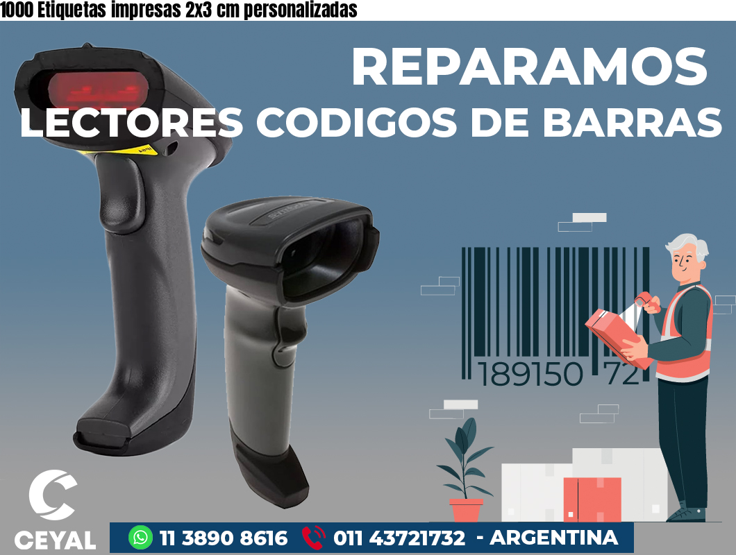 1000 Etiquetas impresas 2x3 cm personalizadas