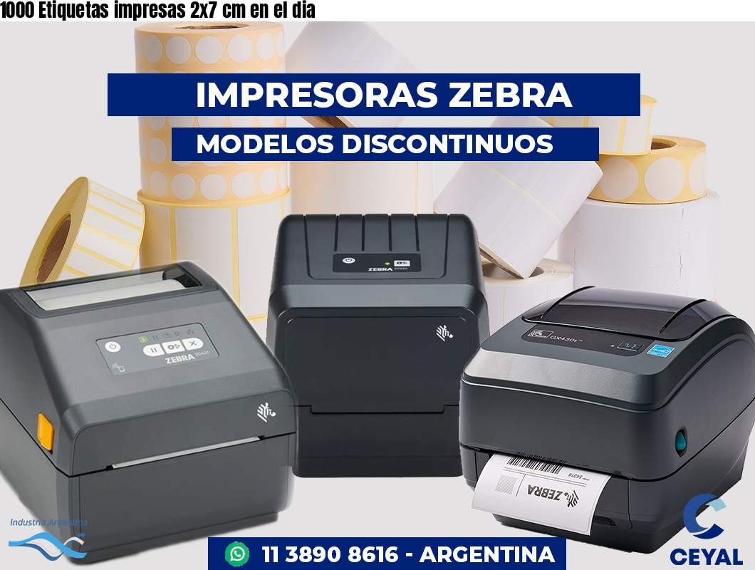 1000 Etiquetas impresas 2x7 cm en el dia