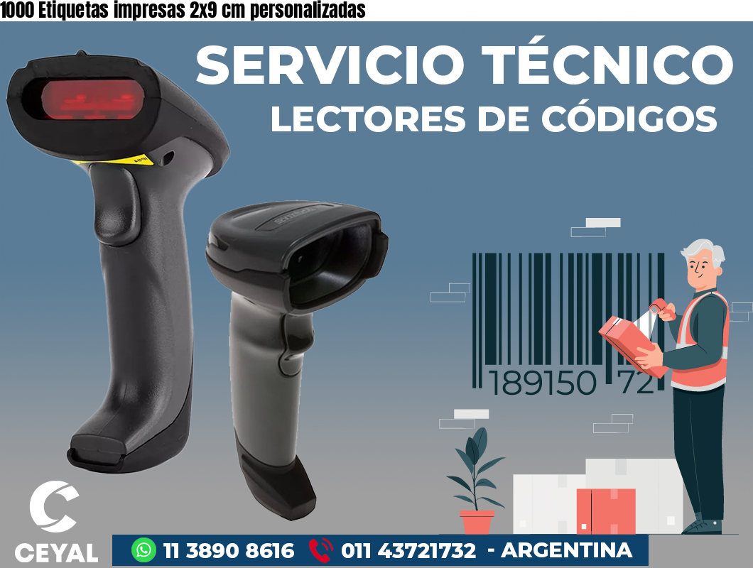 1000 Etiquetas impresas 2x9 cm personalizadas