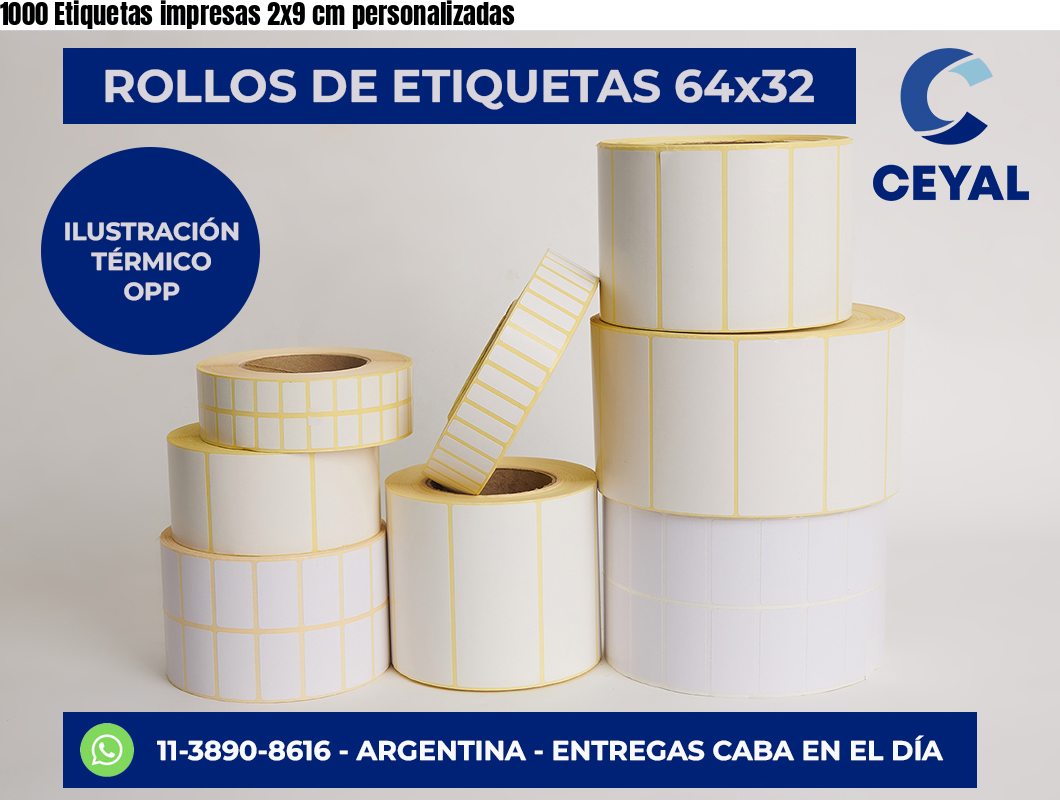 1000 Etiquetas impresas 2×9 cm personalizadas