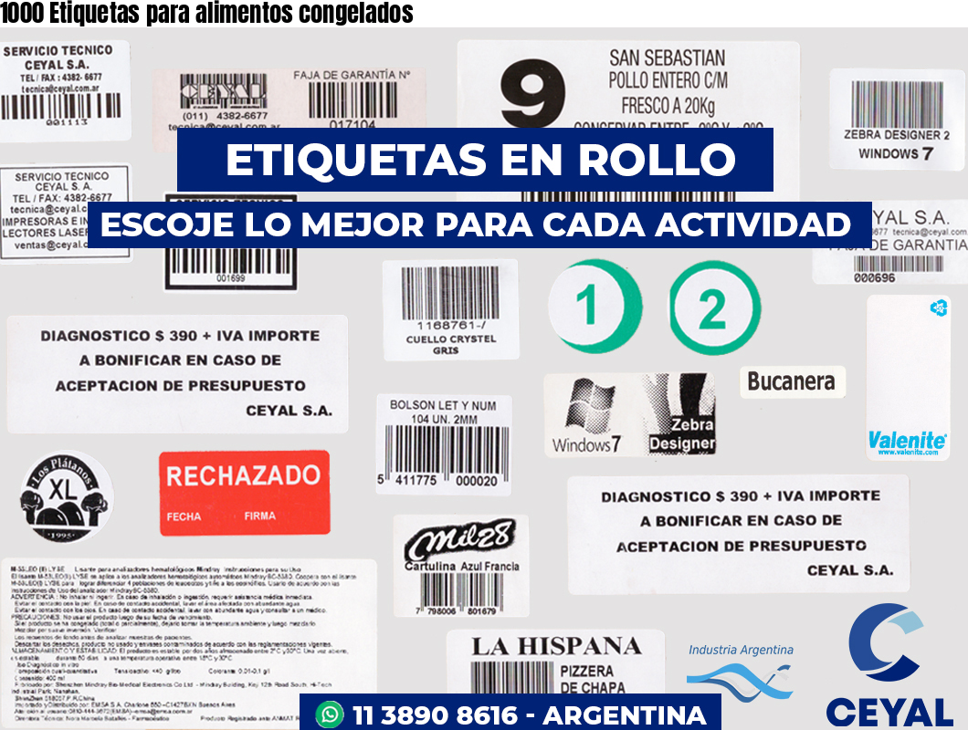 1000 Etiquetas para alimentos congelados