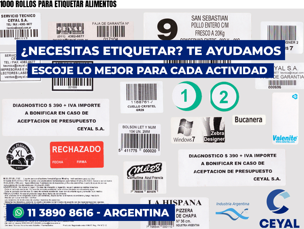 1000 ROLLOS PARA ETIQUETAR ALIMENTOS