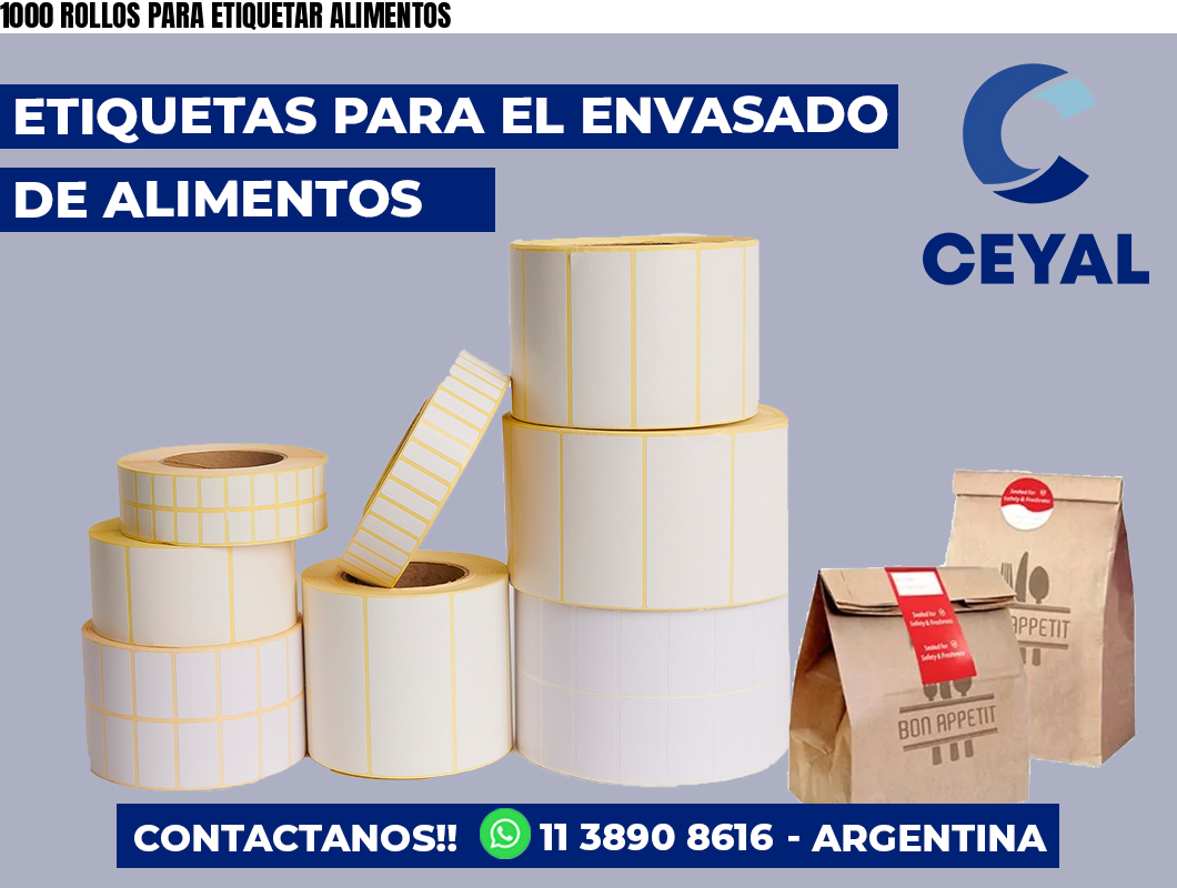 1000 ROLLOS PARA ETIQUETAR ALIMENTOS