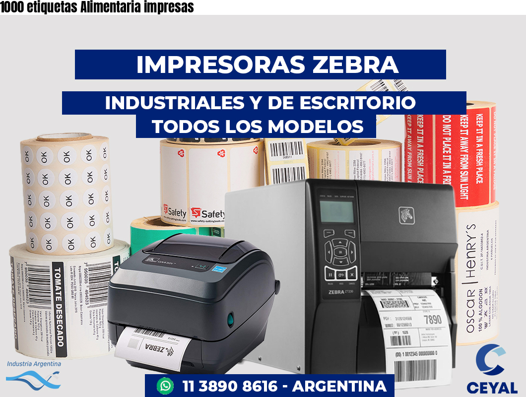 1000 etiquetas Alimentaria impresas