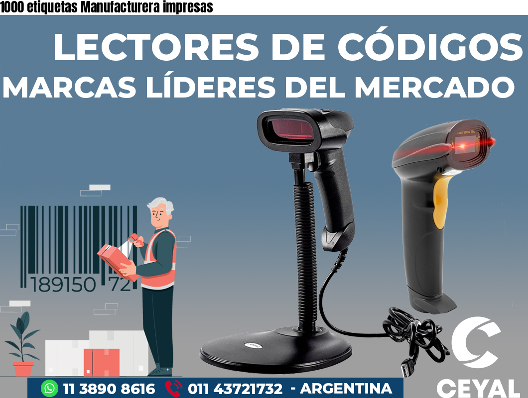 1000 etiquetas Manufacturera impresas