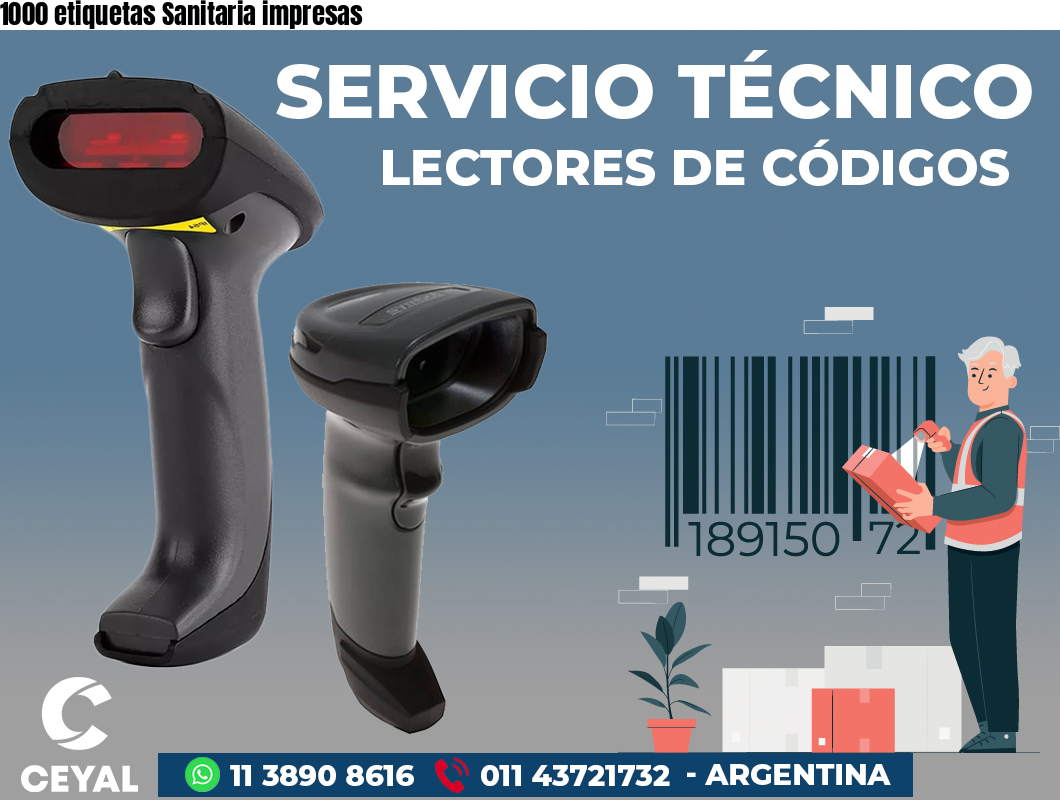1000 etiquetas Sanitaria impresas