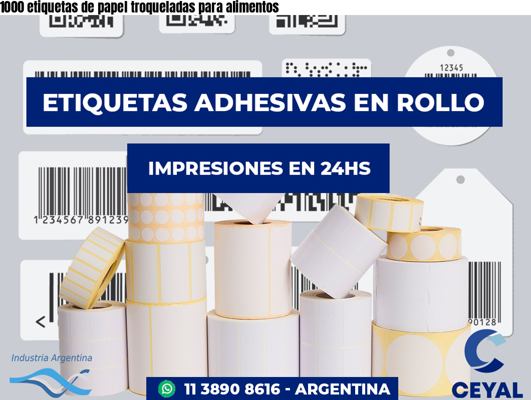 1000 etiquetas de papel troqueladas para alimentos