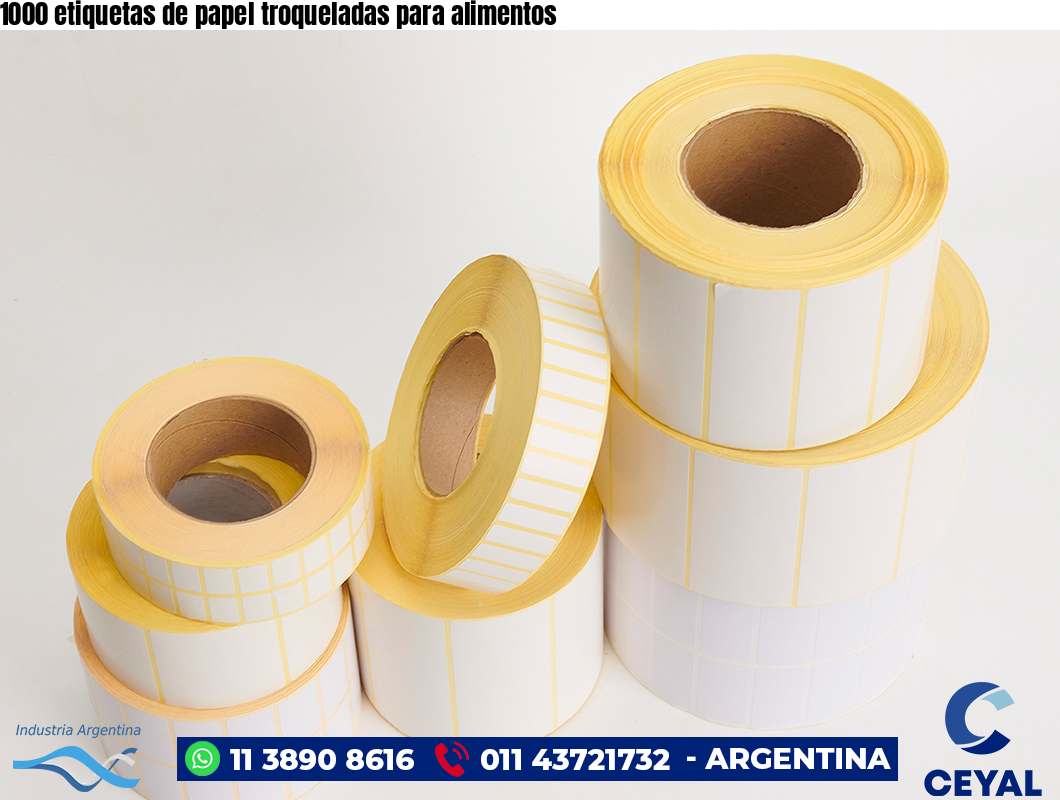 1000 etiquetas de papel troqueladas para alimentos