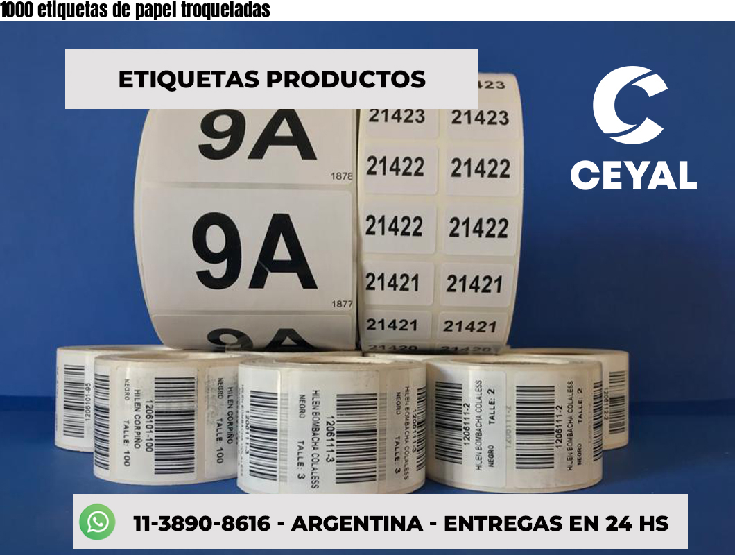 1000 etiquetas de papel troqueladas