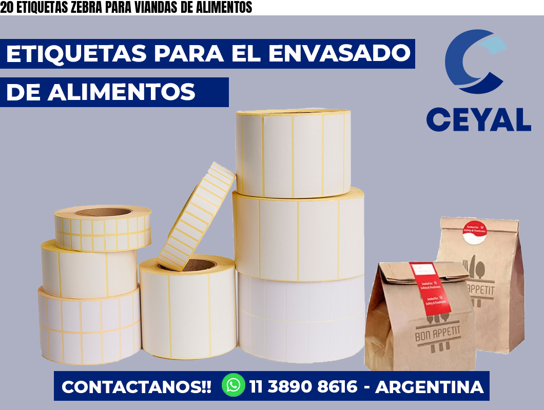 20 ETIQUETAS ZEBRA PARA VIANDAS DE ALIMENTOS