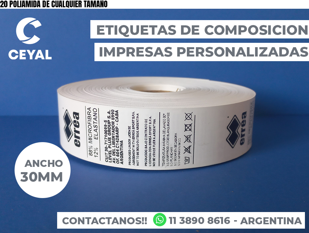 20 POLIAMIDA DE CUALQUIER TAMAÑO