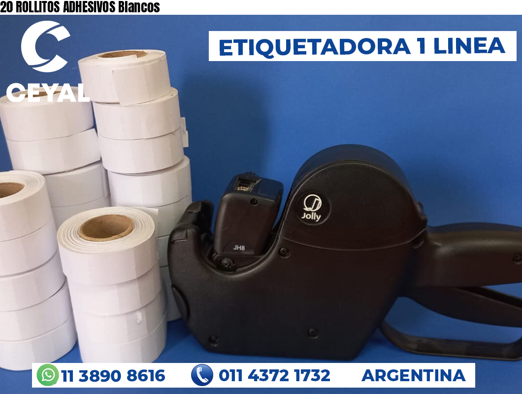 20 ROLLITOS ADHESIVOS Blancos
