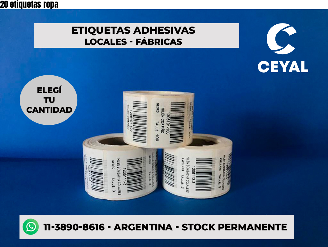 20 etiquetas ropa