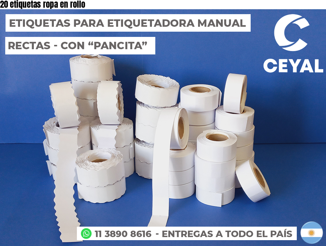 20 etiquetas ropa en rollo