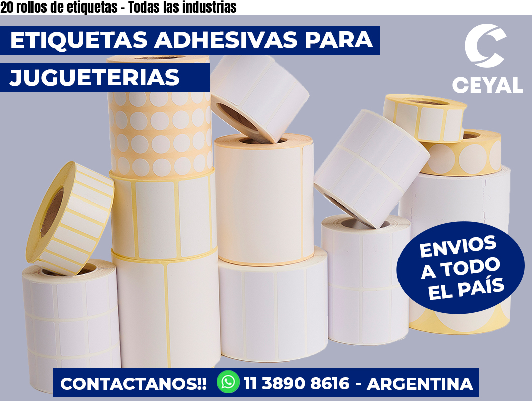 20 rollos de etiquetas – Todas las industrias