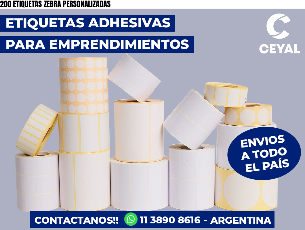 200 ETIQUETAS ZEBRA PERSONALIZADAS