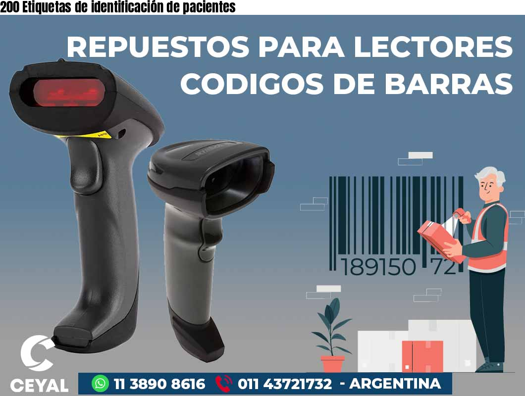 200 Etiquetas de identificación de pacientes