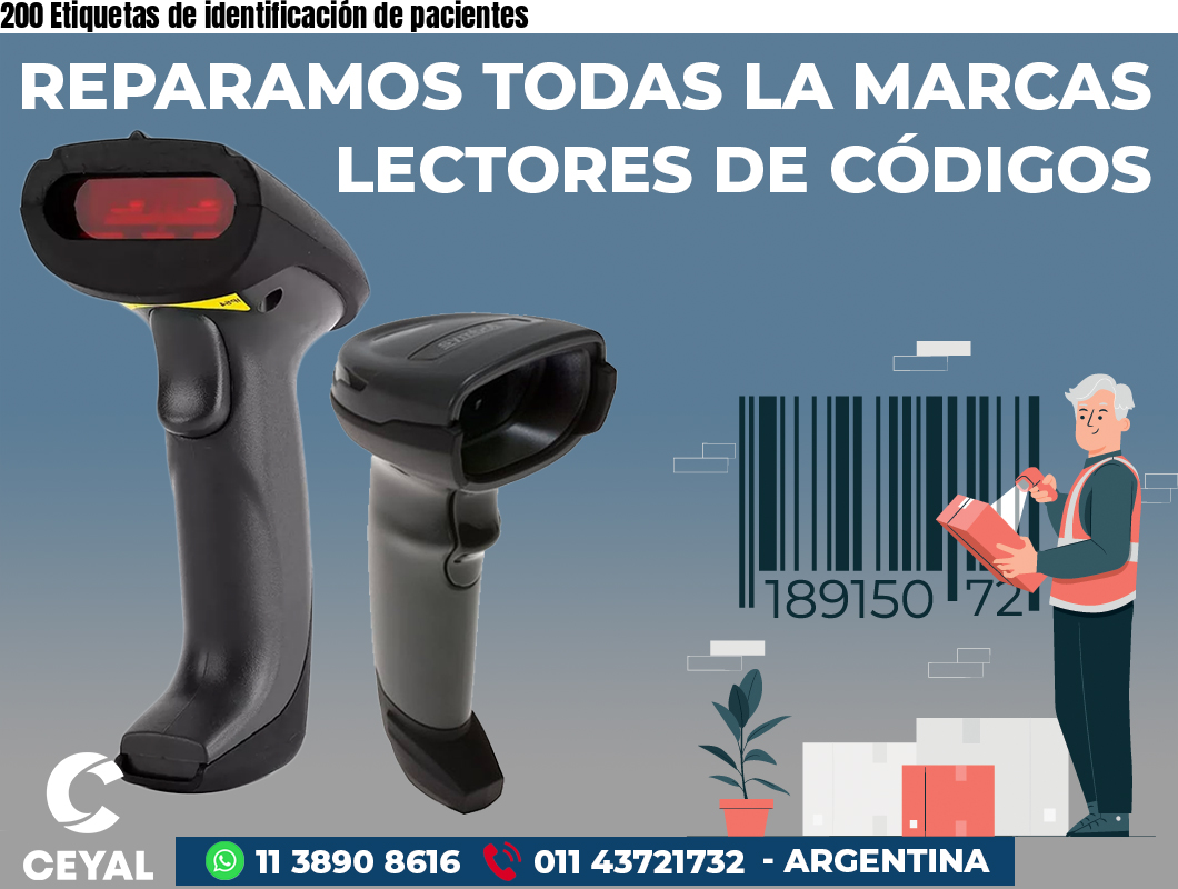 200 Etiquetas de identificación de pacientes