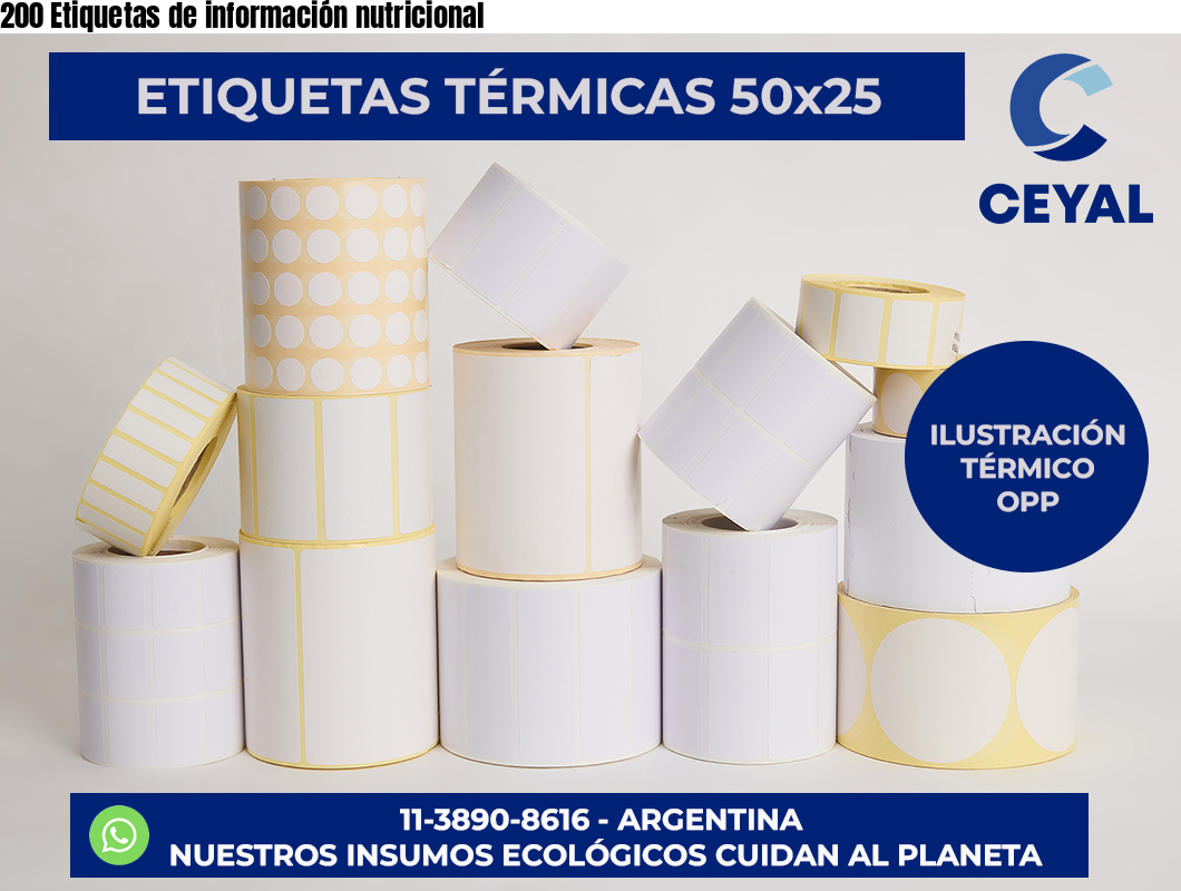 200 Etiquetas de información nutricional