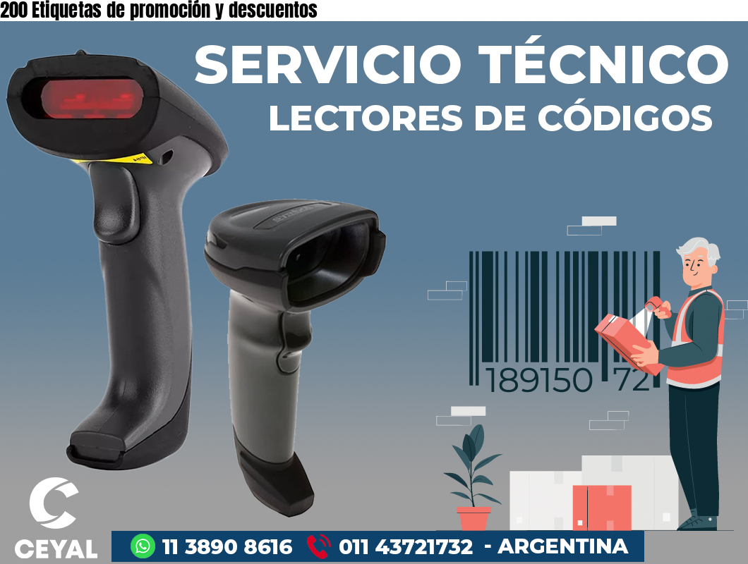 200 Etiquetas de promoción y descuentos