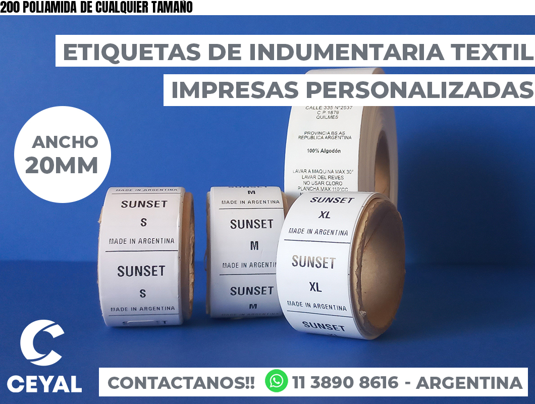 200 POLIAMIDA DE CUALQUIER TAMAÑO