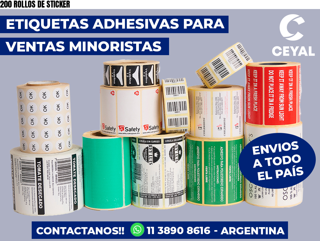 200 ROLLOS DE STICKER