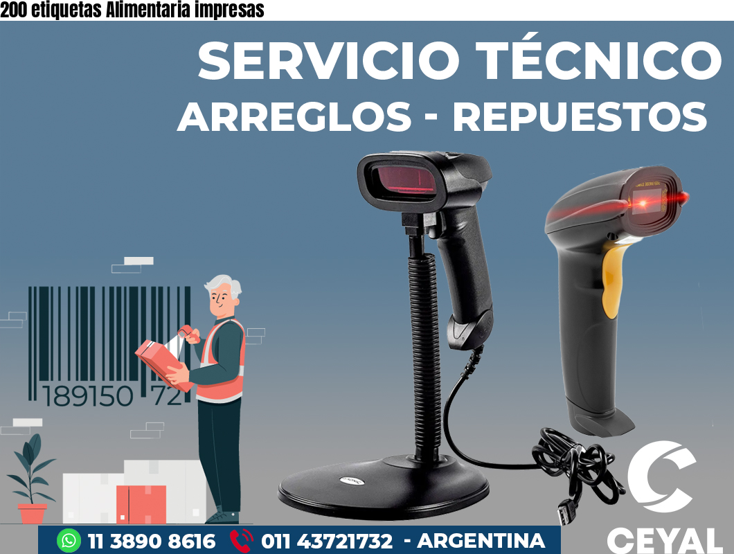 200 etiquetas Alimentaria impresas