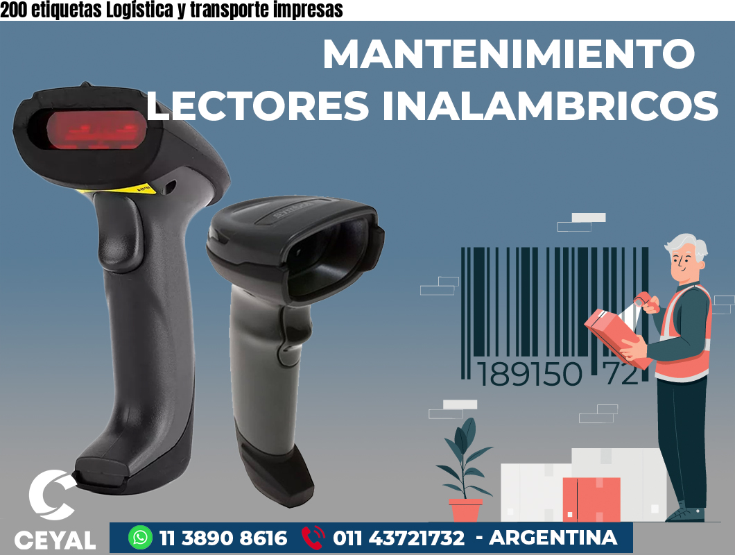 200 etiquetas Logística y transporte impresas