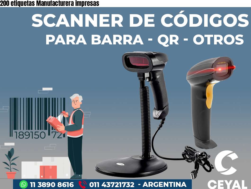 200 etiquetas Manufacturera impresas