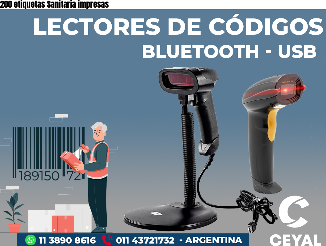 200 etiquetas Sanitaria impresas