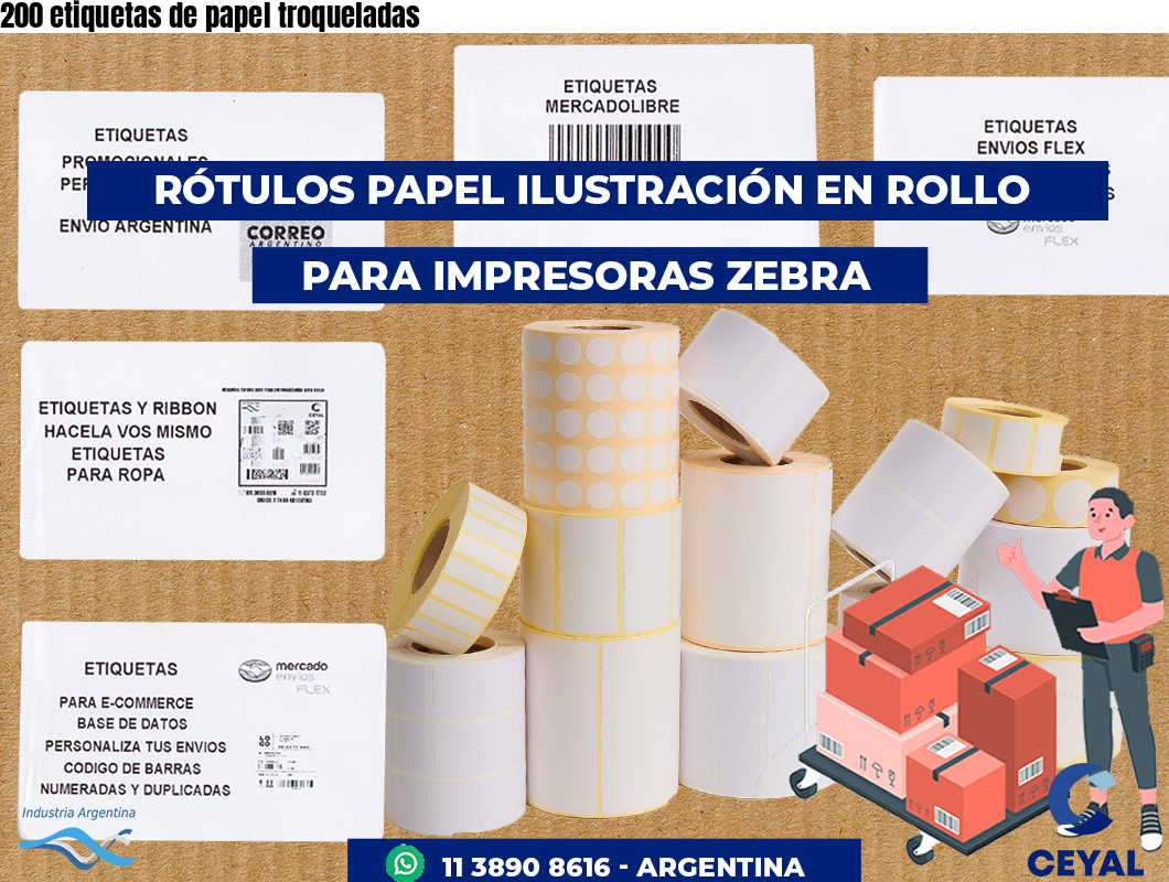 200 etiquetas de papel troqueladas