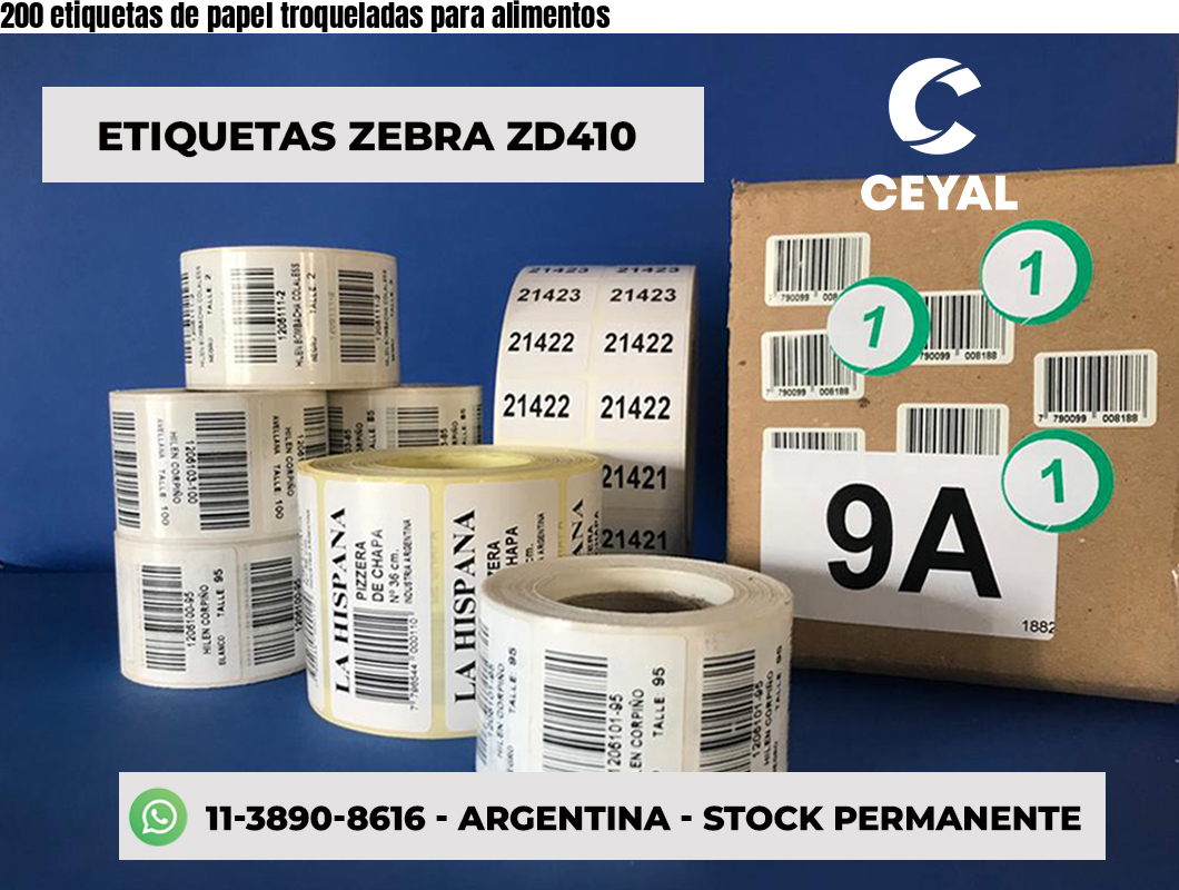200 etiquetas de papel troqueladas para alimentos