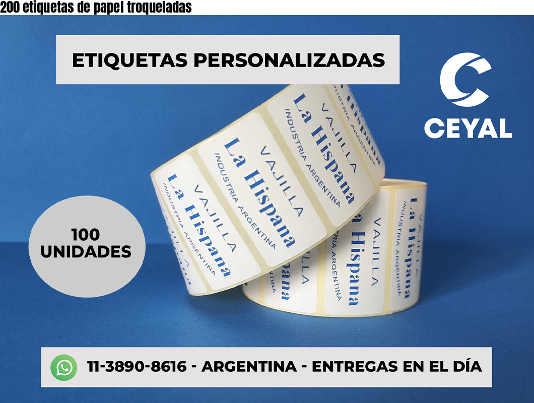 200 etiquetas de papel troqueladas