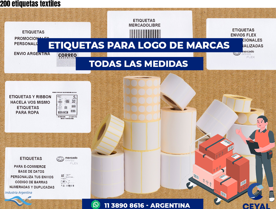 200 etiquetas textiles