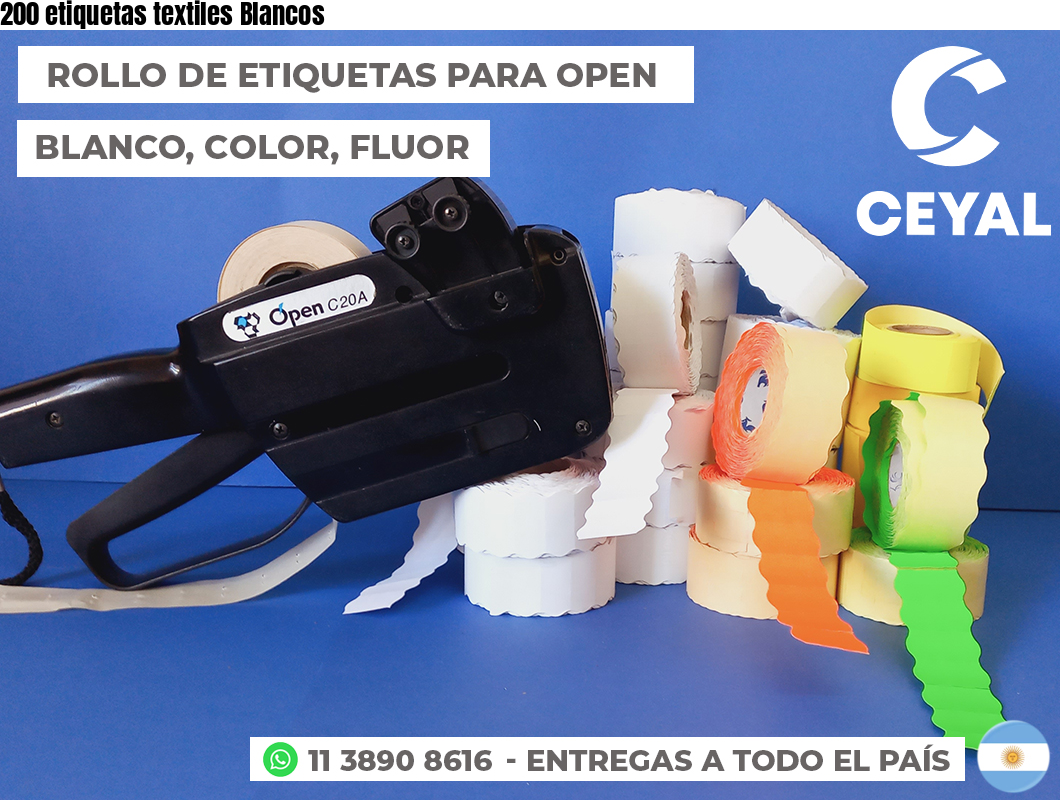 200 etiquetas textiles Blancos