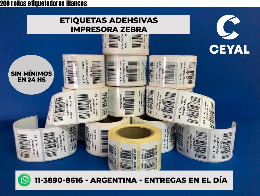 200 rollos etiquetadoras Blancos