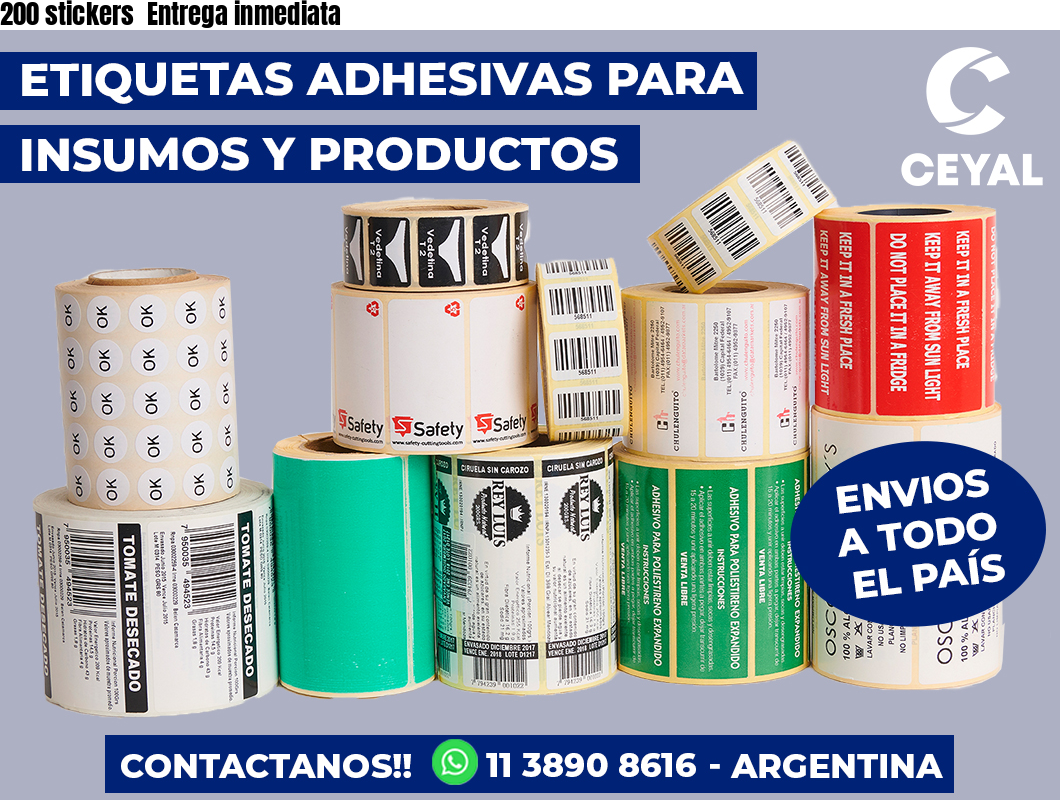 200 stickers  Entrega inmediata