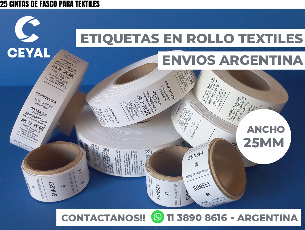 25 CINTAS DE FASCO PARA TEXTILES