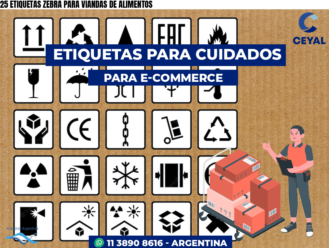 25 ETIQUETAS ZEBRA PARA VIANDAS DE ALIMENTOS