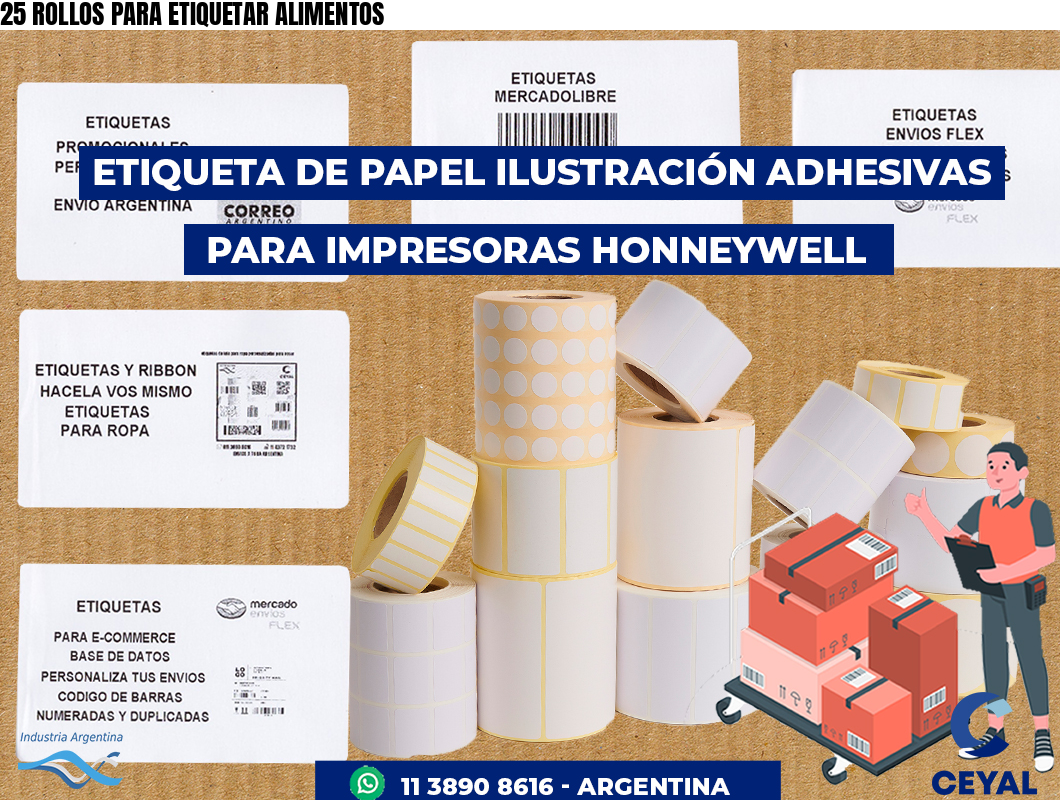 25 ROLLOS PARA ETIQUETAR ALIMENTOS