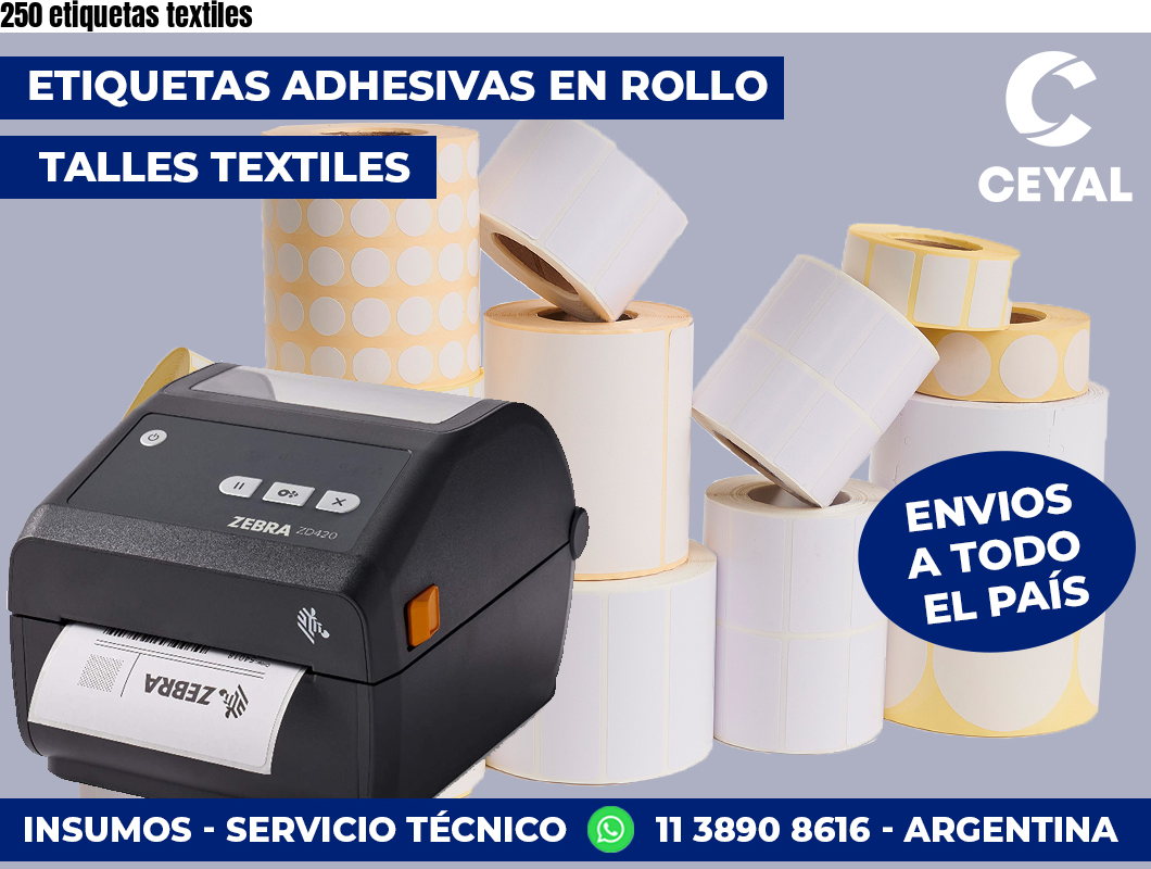 250 etiquetas textiles