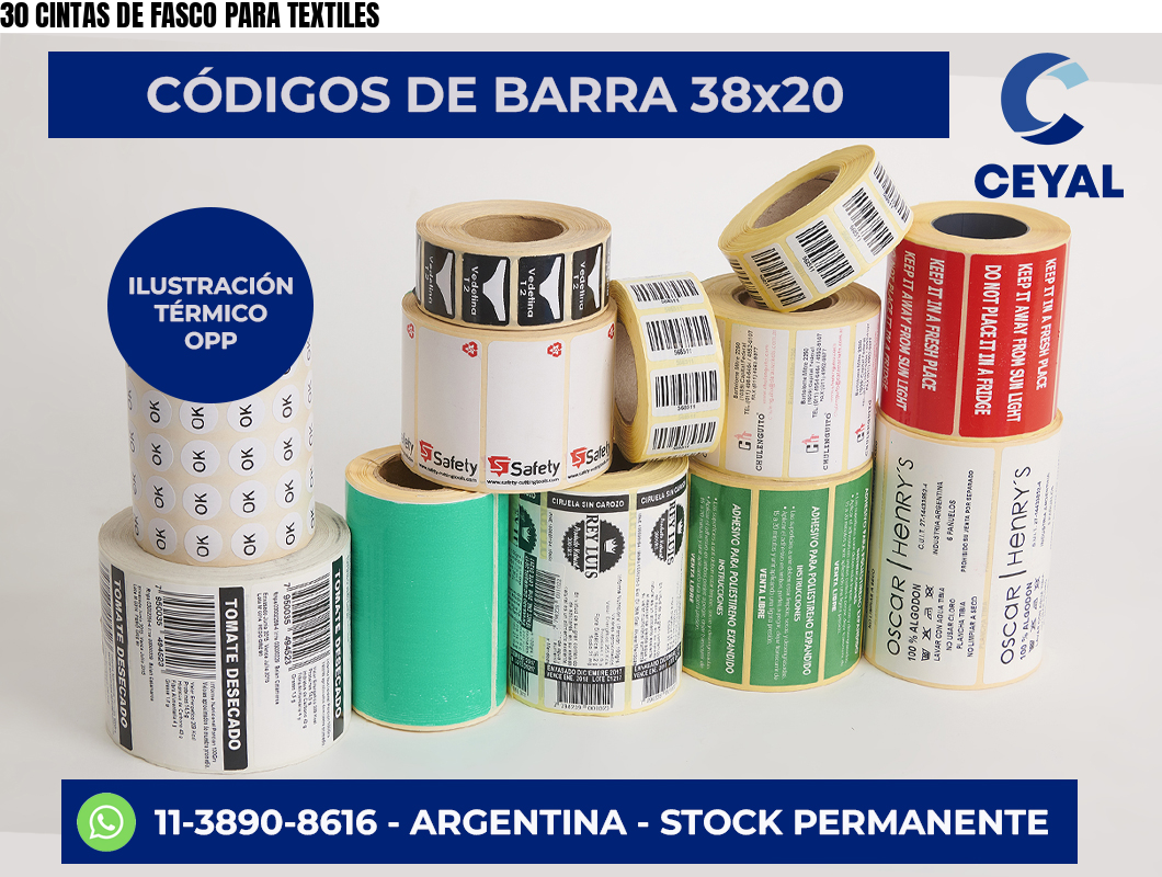 30 CINTAS DE FASCO PARA TEXTILES