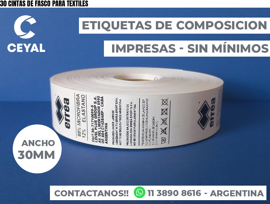 30 CINTAS DE FASCO PARA TEXTILES