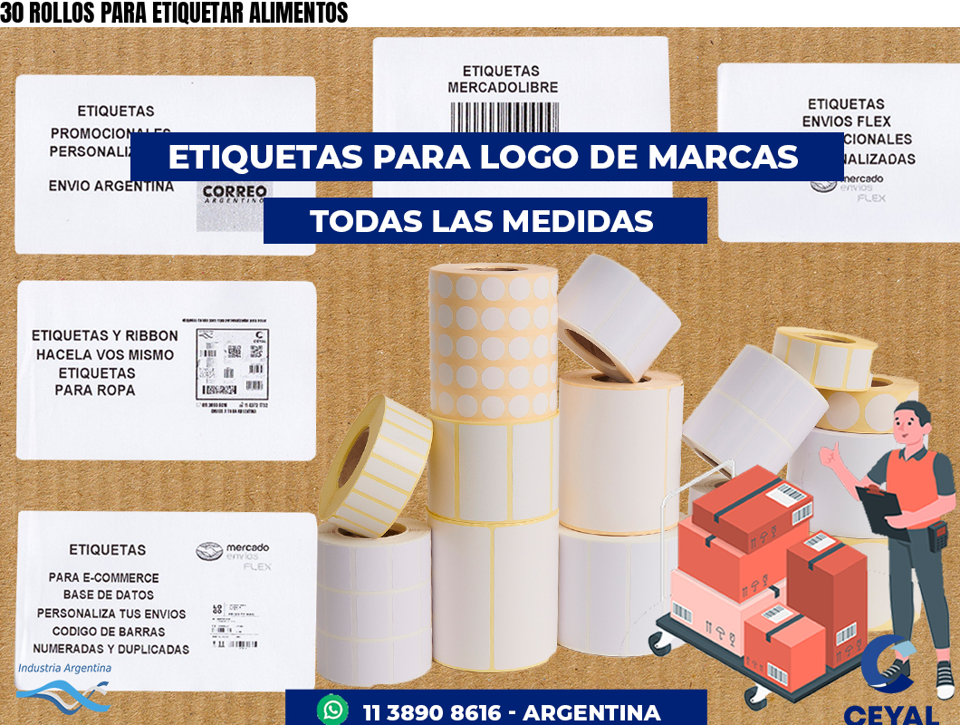 30 ROLLOS PARA ETIQUETAR ALIMENTOS