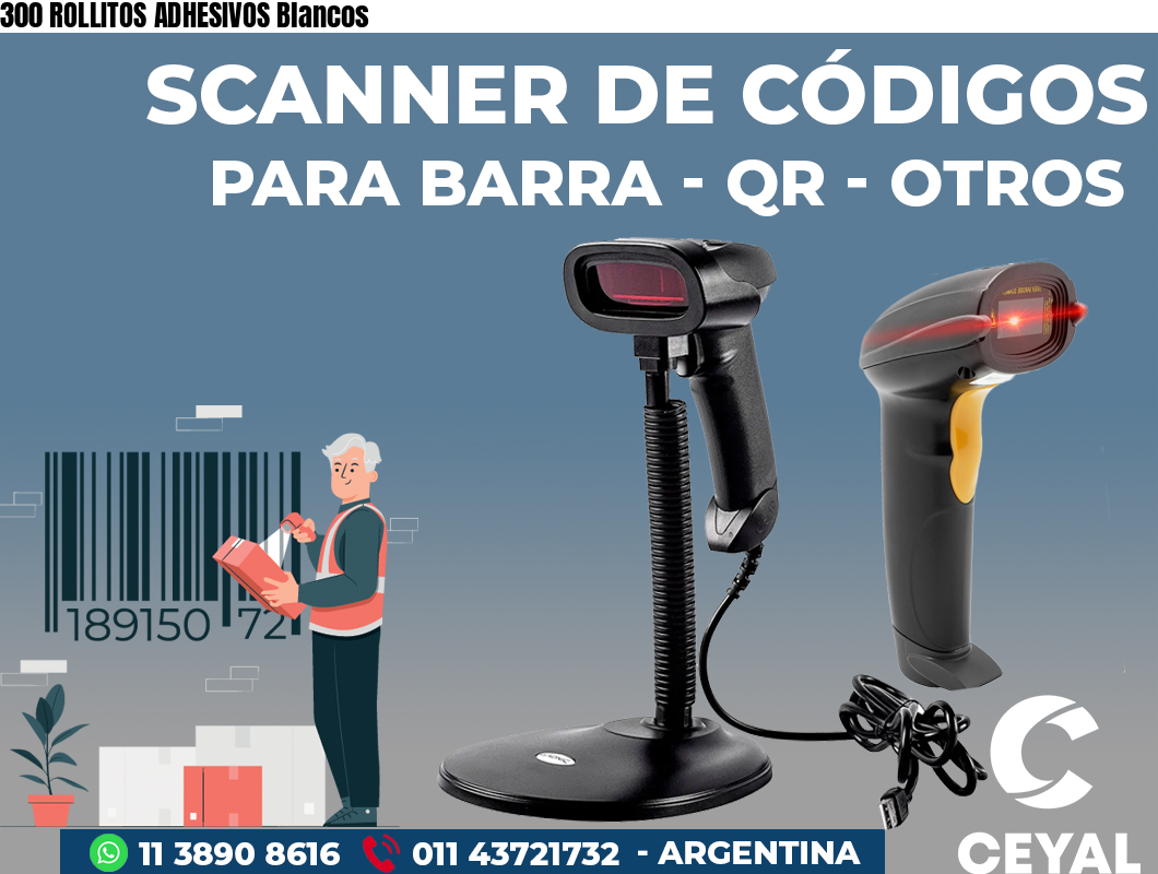 300 ROLLITOS ADHESIVOS Blancos