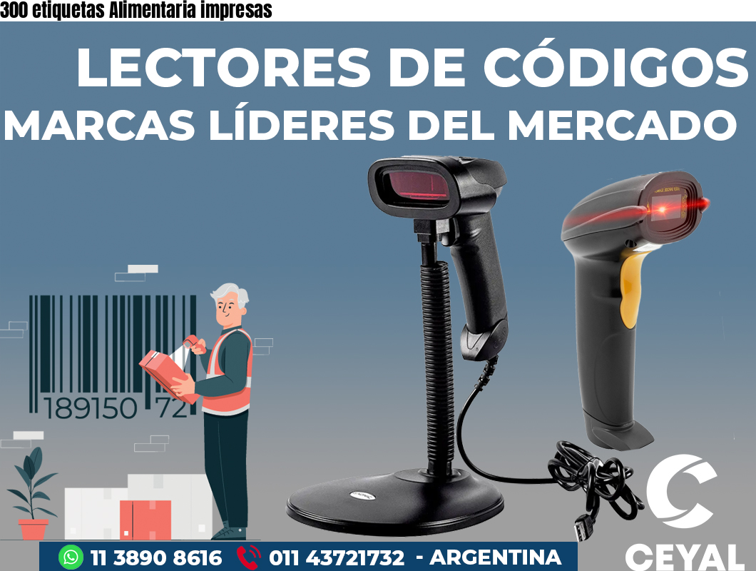 300 etiquetas Alimentaria impresas