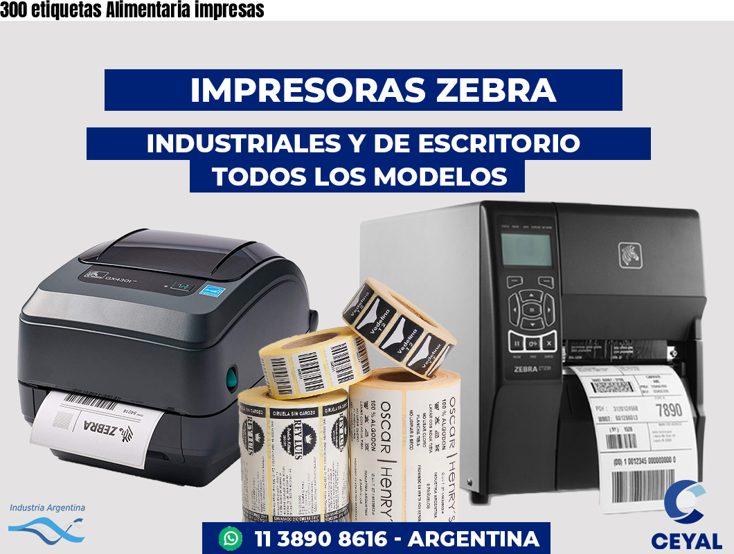 300 etiquetas Alimentaria impresas