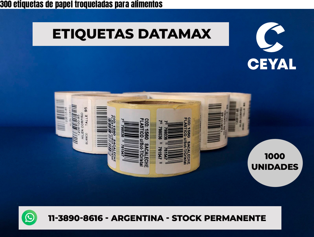 300 etiquetas de papel troqueladas para alimentos
